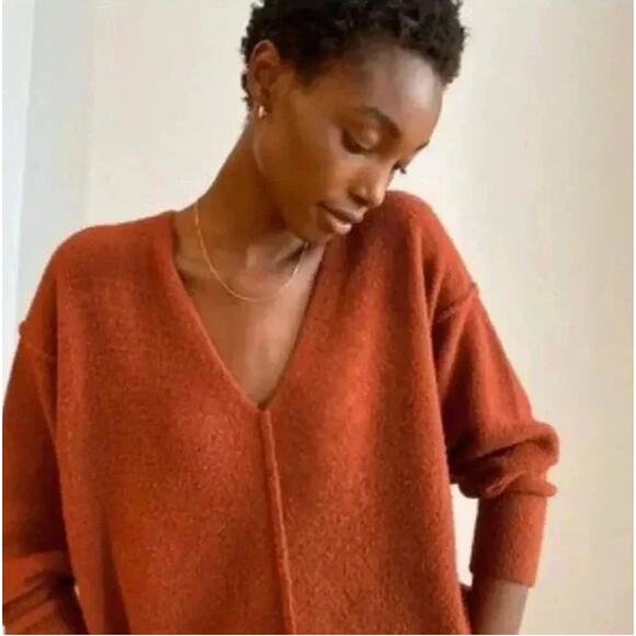 WILFRED FREE Orange Pullover V-Neck Sweater‎ Women's Size Small Conac Hush Knit - Picture 9 of 9